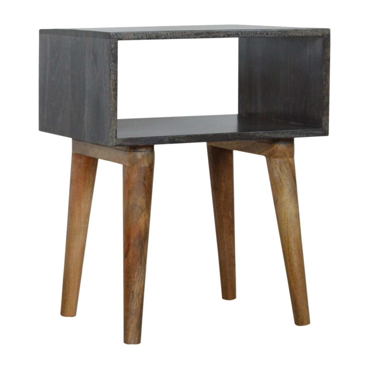 Szafka nocna z litego drewna mango – czarna, 45 cm — model IN1377 - obrazek 2