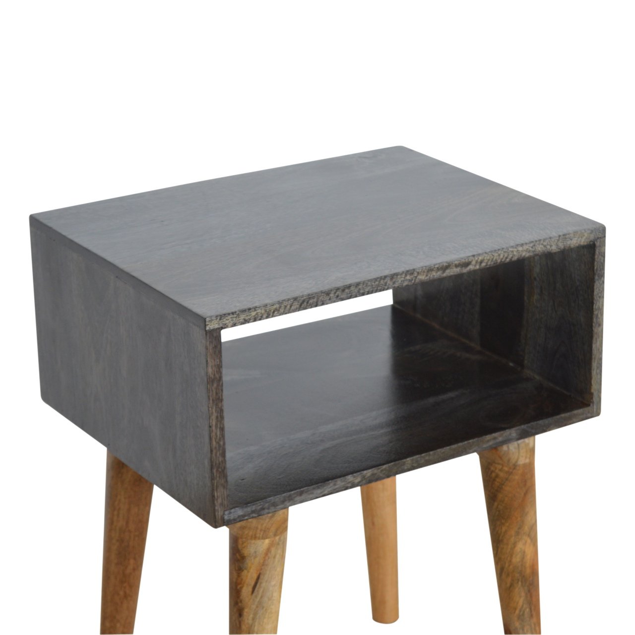 Szafka nocna z litego drewna mango – czarna, 45 cm — model IN1377 - obrazek 3
