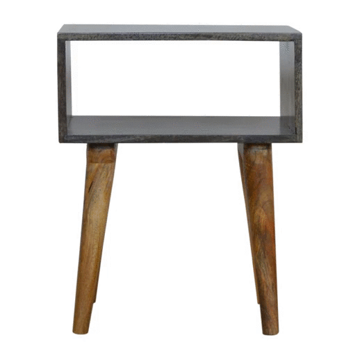 Szafka nocna z litego drewna mango – czarna, 45 cm — model IN1377 - obrazek 10