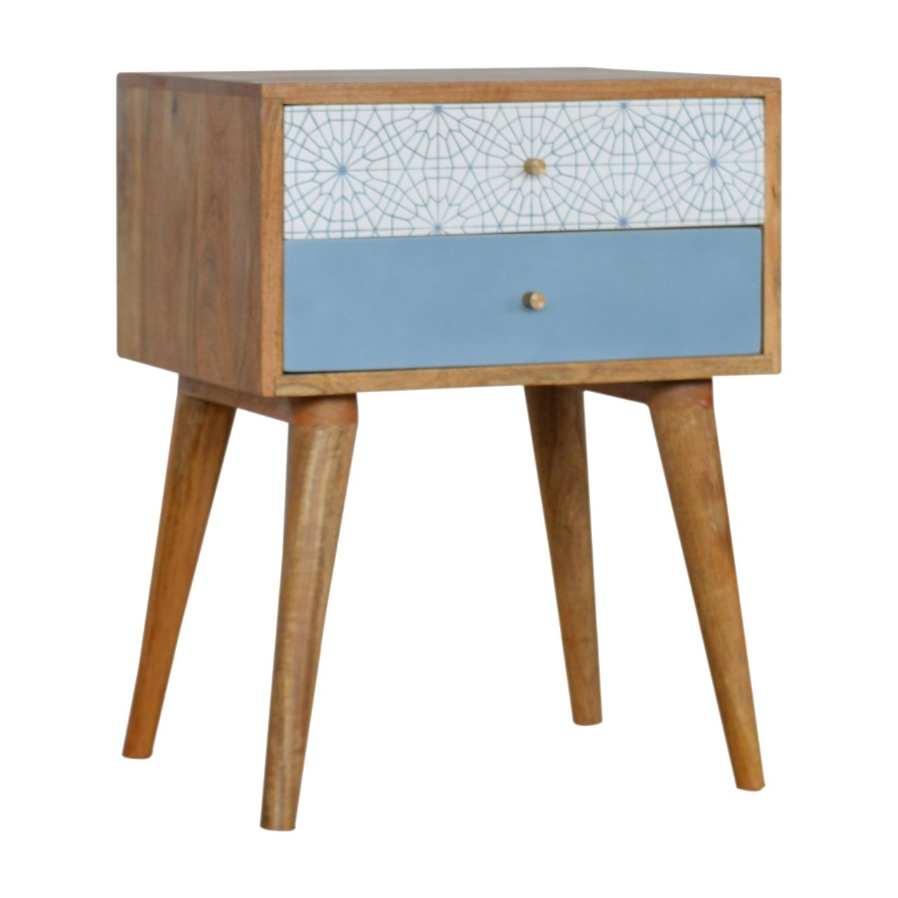 Szafka nocna z litego drewna mango – jasna, 45 cm — model IN1381