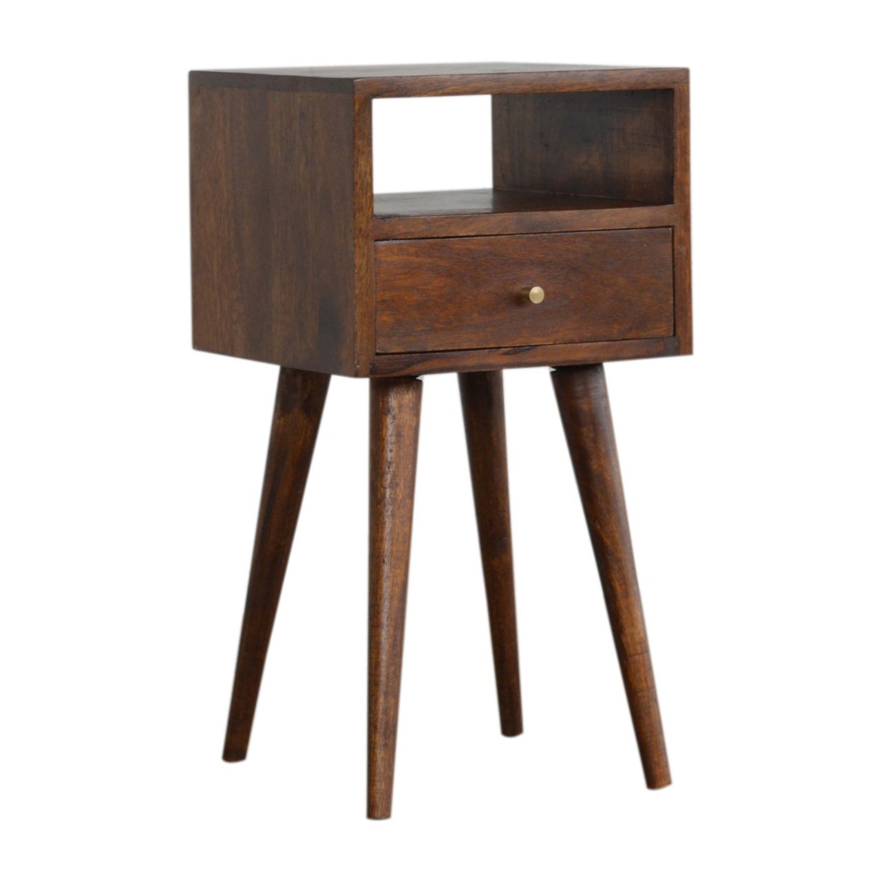 Szafka nocna z litego drewna mango – kasztanowa, 30 cm — model IN1395 - obrazek 2