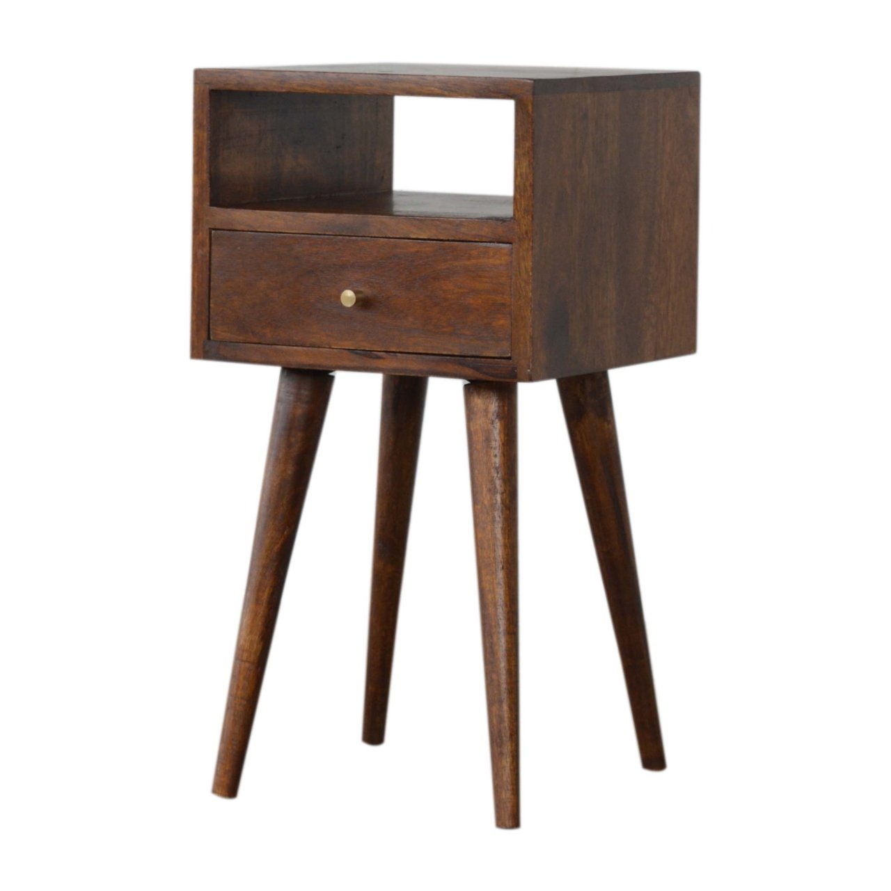 Szafka nocna z litego drewna mango – kasztanowa, 30 cm — model IN1395 - obrazek 3