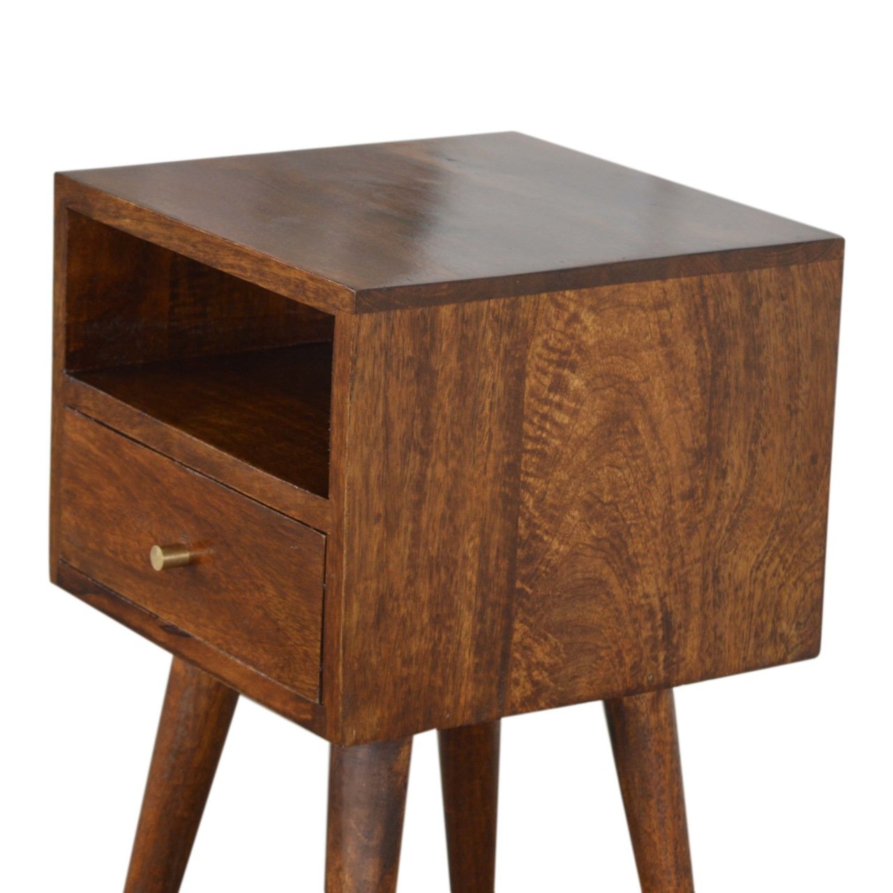 Szafka nocna z litego drewna mango – kasztanowa, 30 cm — model IN1395 - obrazek 4