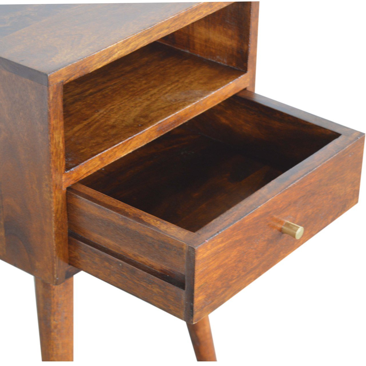 Szafka nocna z litego drewna mango – kasztanowa, 30 cm — model IN1395 - obrazek 5