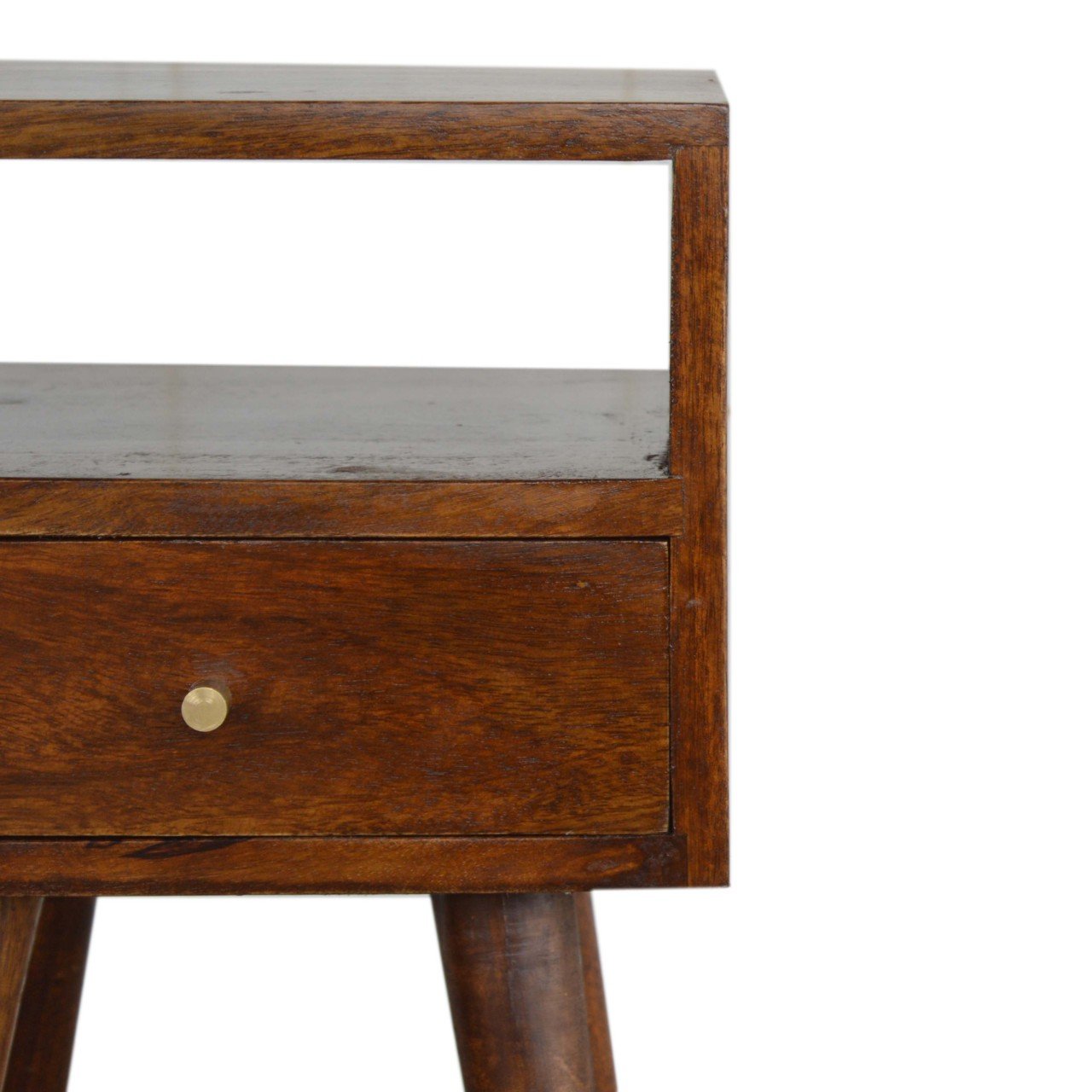 Szafka nocna z litego drewna mango – kasztanowa, 30 cm — model IN1395 - obrazek 6
