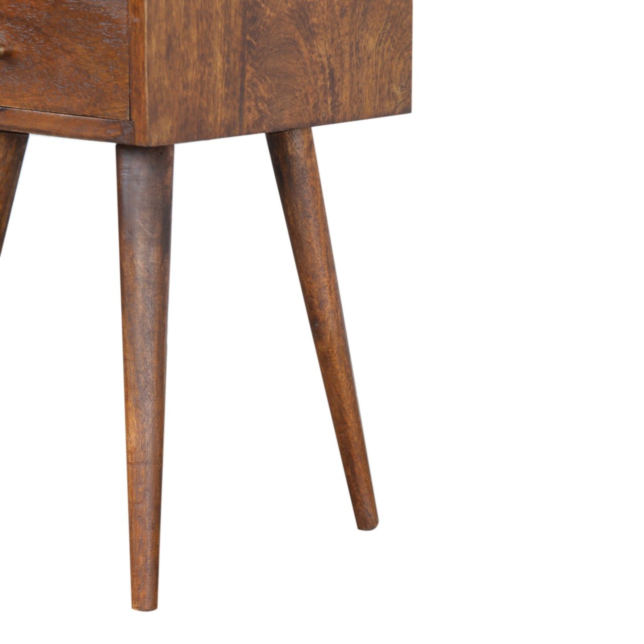 Szafka nocna z litego drewna mango – kasztanowa, 30 cm — model IN1395 - obrazek 7