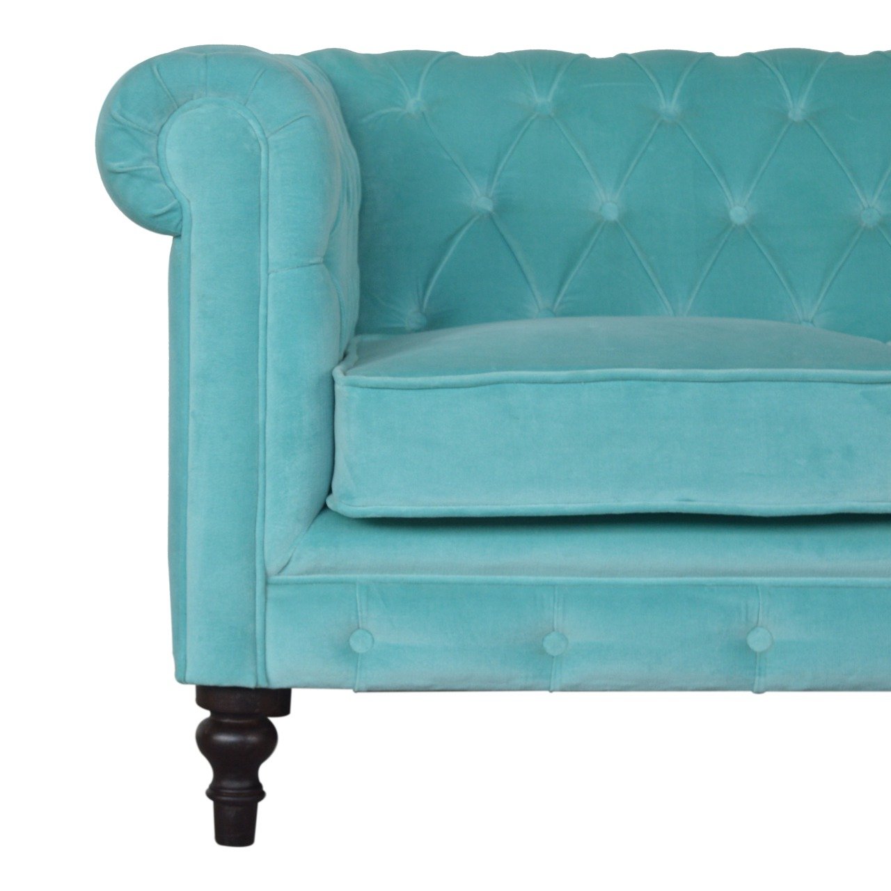 Sofa z litego drewna mango – orzechowa, 150 cm — model IN1408 - obrazek 4