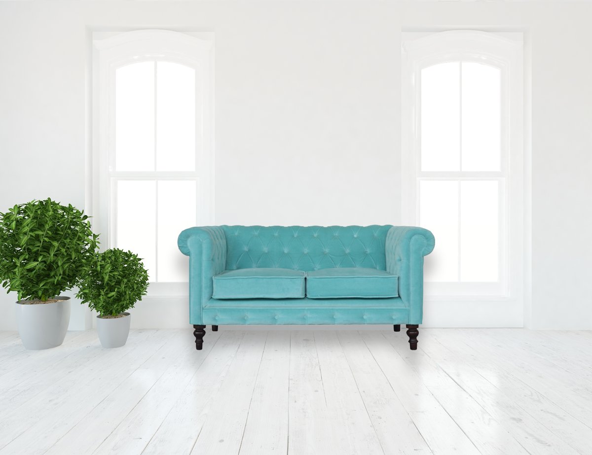 Sofa z litego drewna mango – orzechowa, 150 cm — model IN1408 - obrazek 11