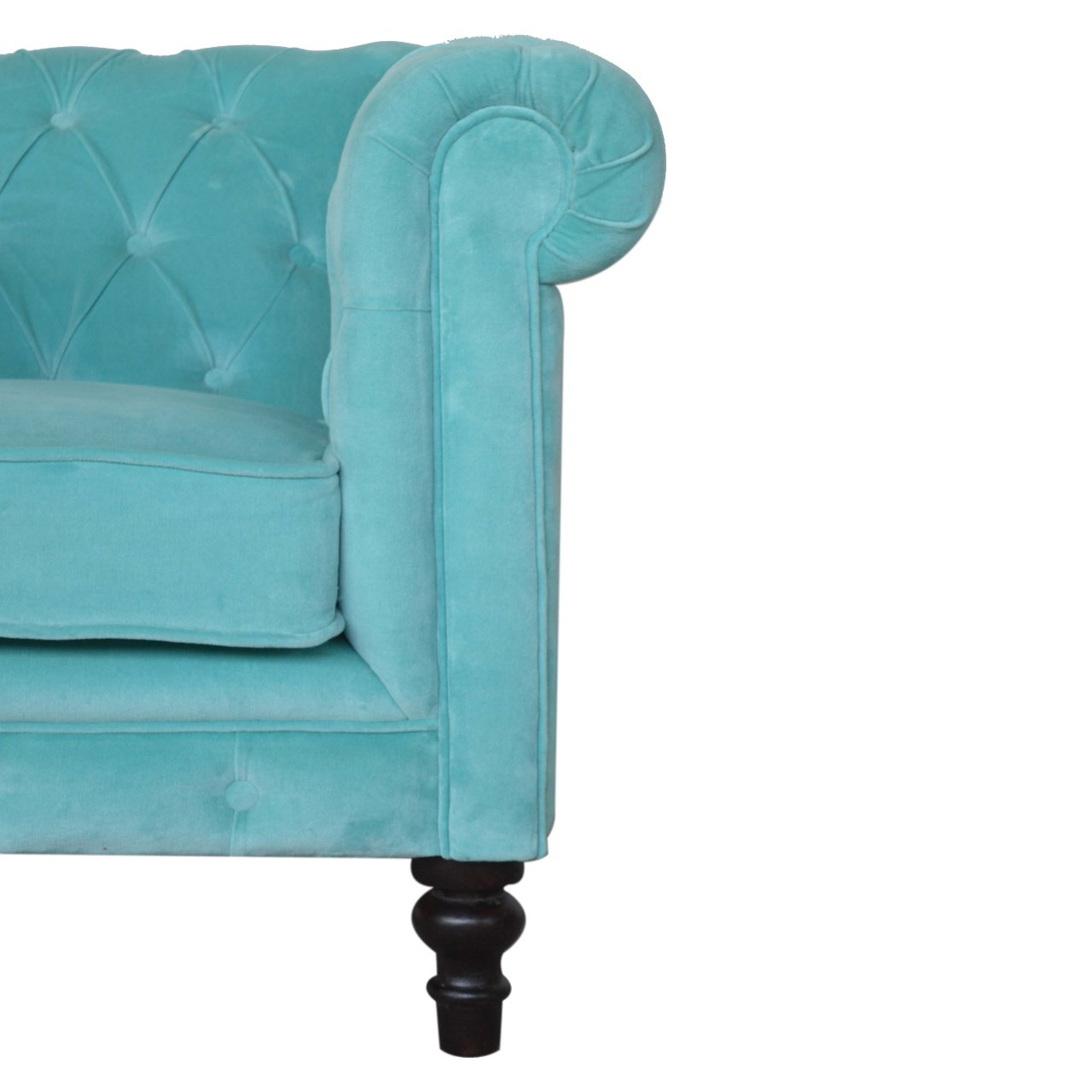 Fotel Chesterfield z weluru – aqua, 90 cm - obrazek 4