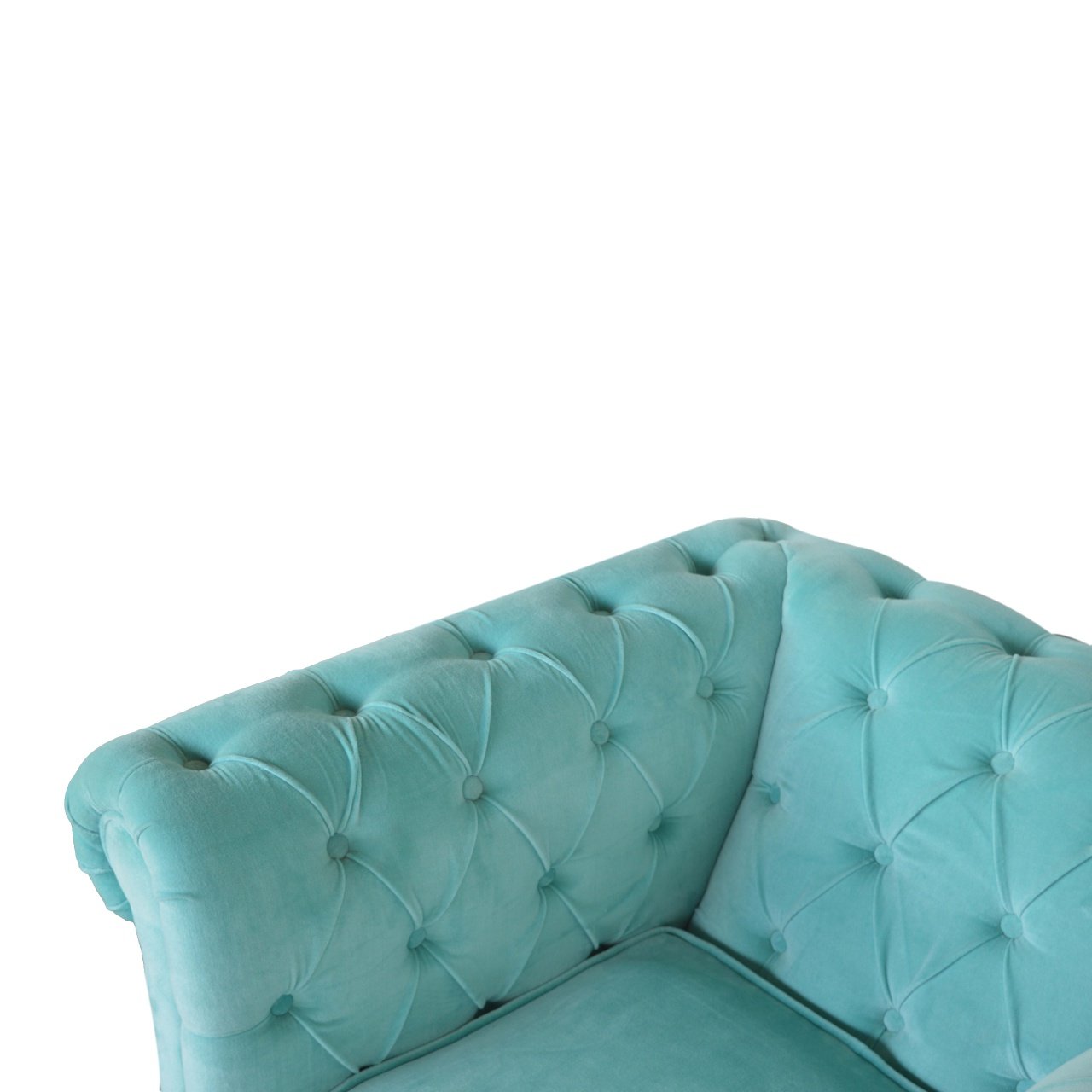Fotel Chesterfield z weluru – aqua, 90 cm - obrazek 7