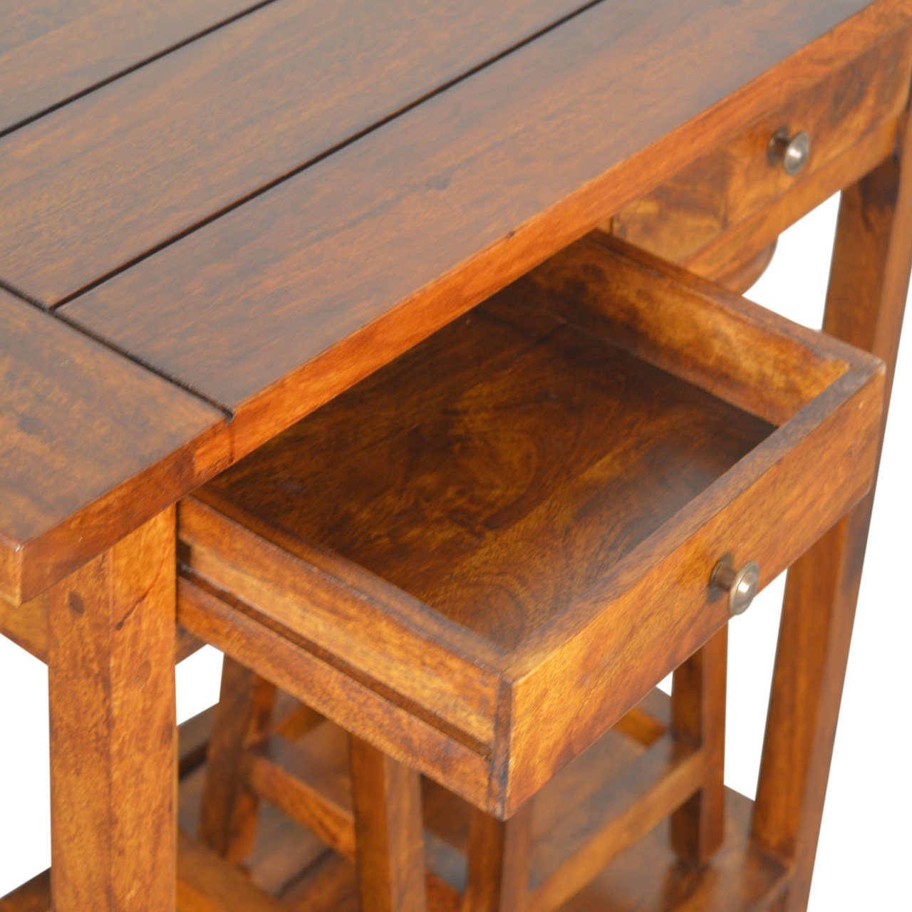 Stół śniadaniowy z litego drewna mango – kasztanowy, 90 cm - Image 5