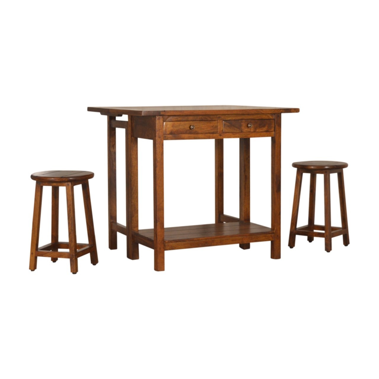 Stół śniadaniowy z litego drewna mango – kasztanowy, 90 cm - Image 7