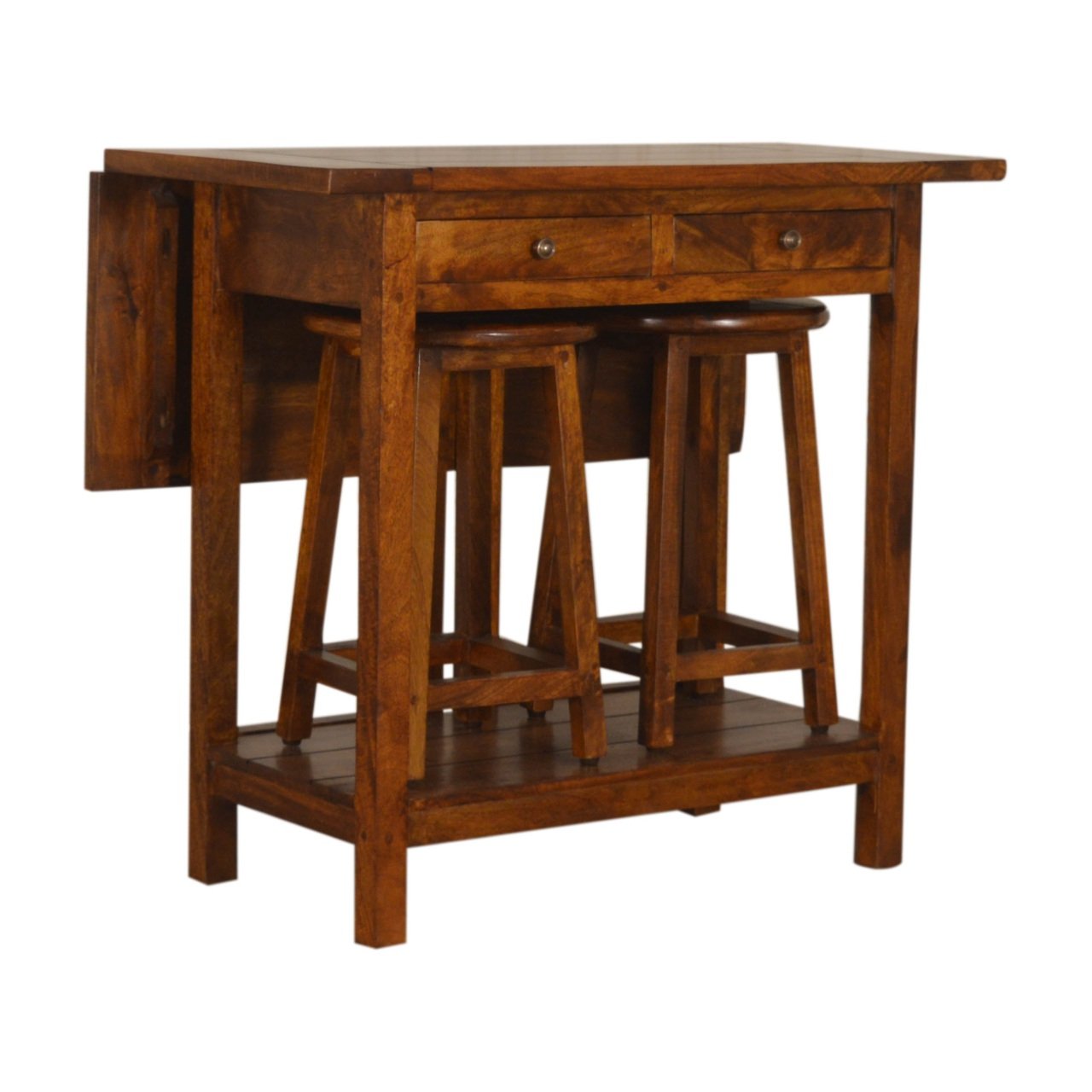 Stół śniadaniowy z litego drewna mango – kasztanowy, 90 cm - Image 8
