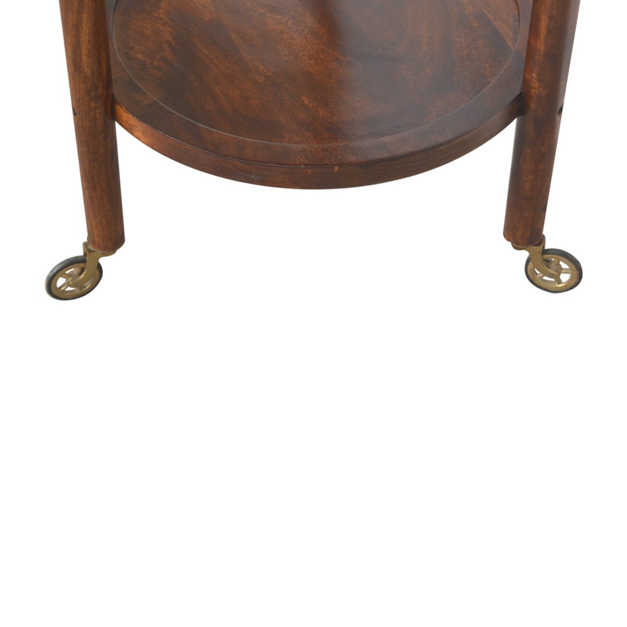 Stolik z tacą z litego drewna mango – kasztanowy, 45 cm - obrazek 5