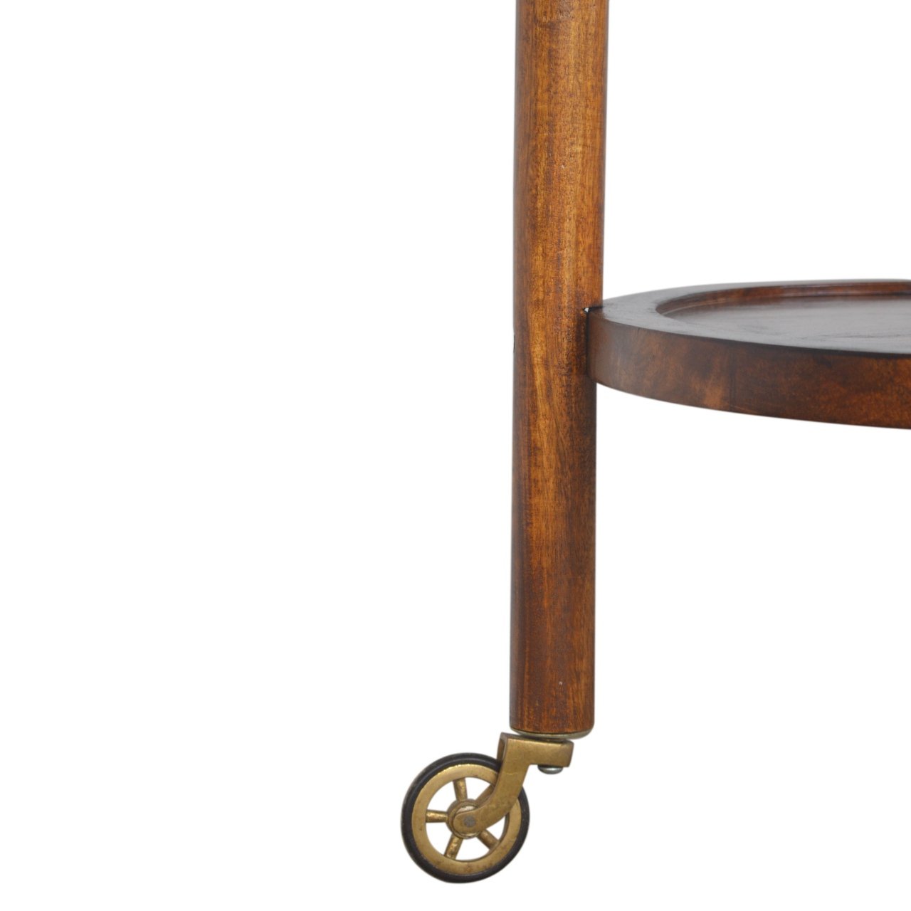 Stolik z tacą z litego drewna mango – kasztanowy, 45 cm - obrazek 7
