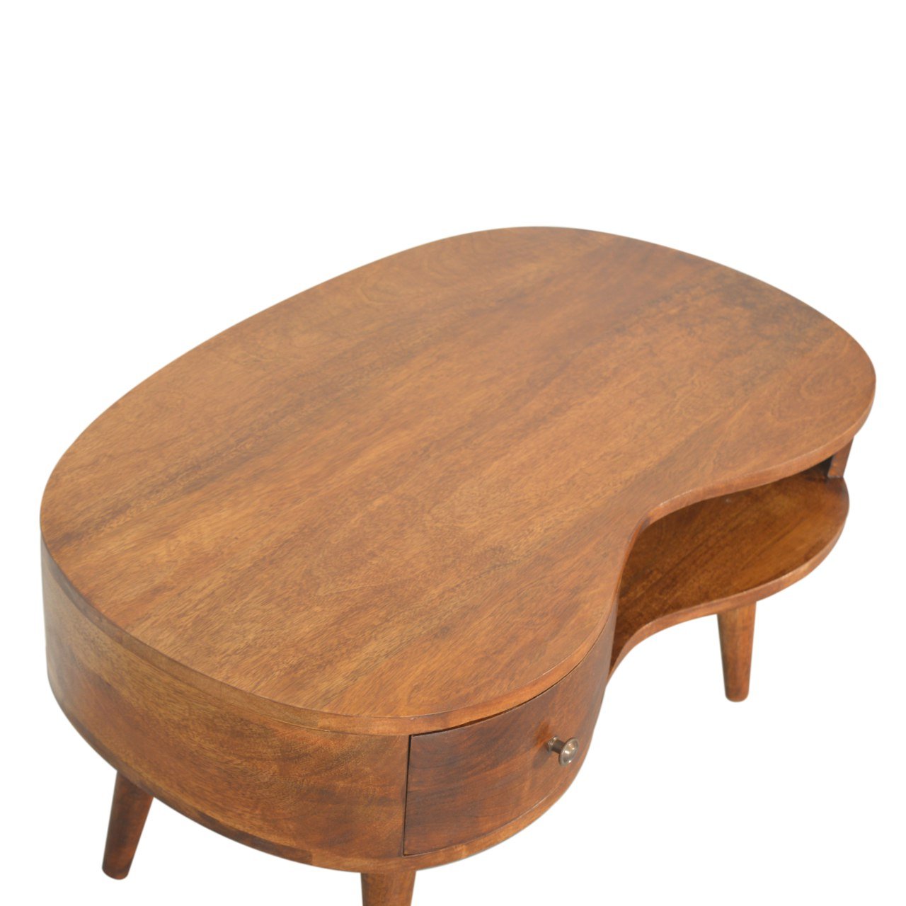 Stolik kawowy z litego drewna mango – kasztanowy, 80 cm — model IN1490 - obrazek 5