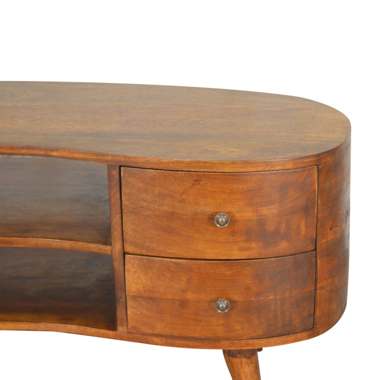 Szafka RTV z litego drewna mango – kasztanowa, 110 cm — model IN1491 - obrazek 3
