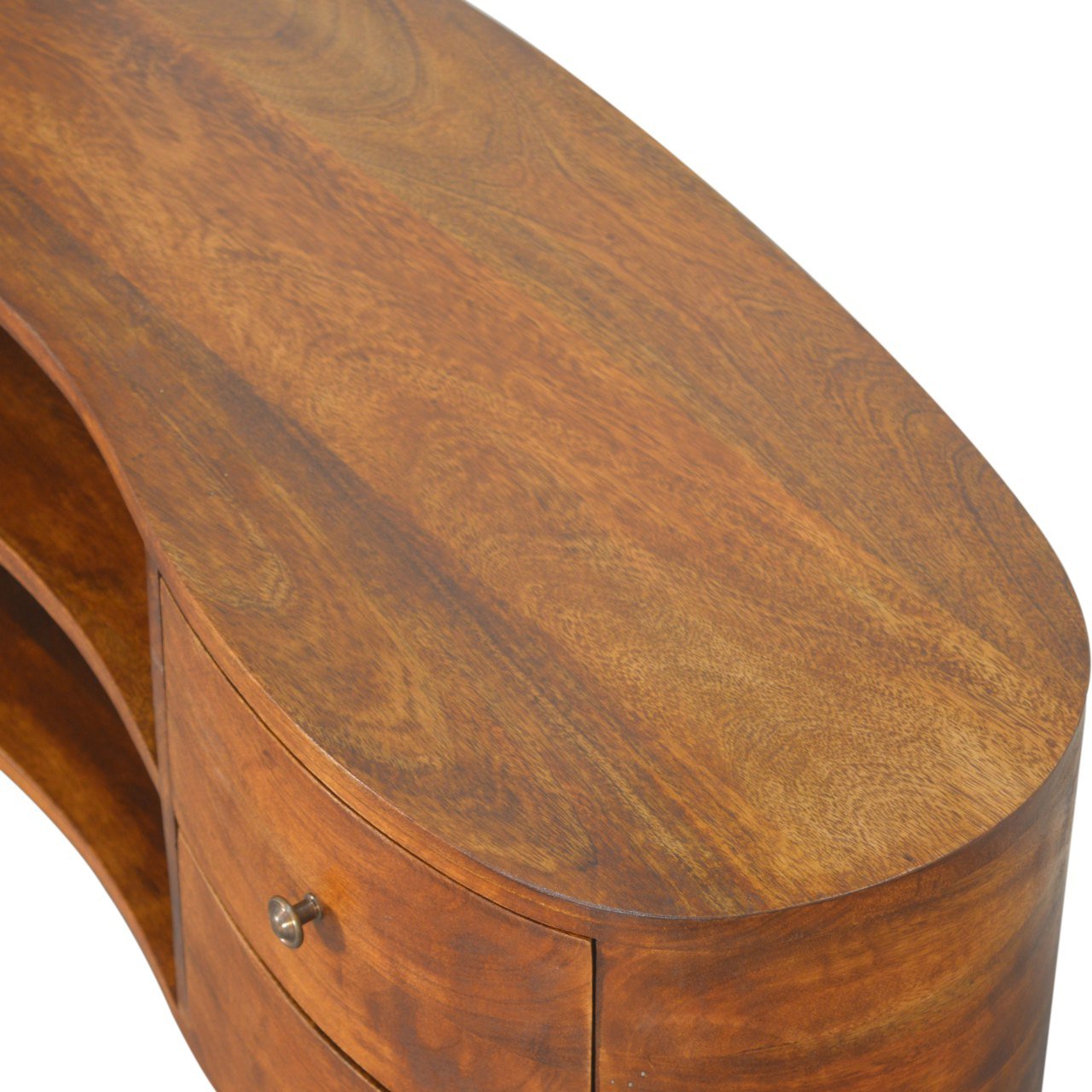 Szafka RTV z litego drewna mango – kasztanowa, 110 cm — model IN1491 - obrazek 4