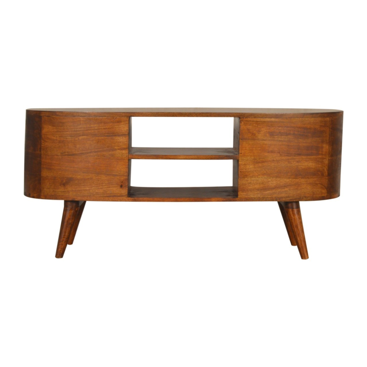 Szafka RTV z litego drewna mango – kasztanowa, 110 cm — model IN1491 - obrazek 8