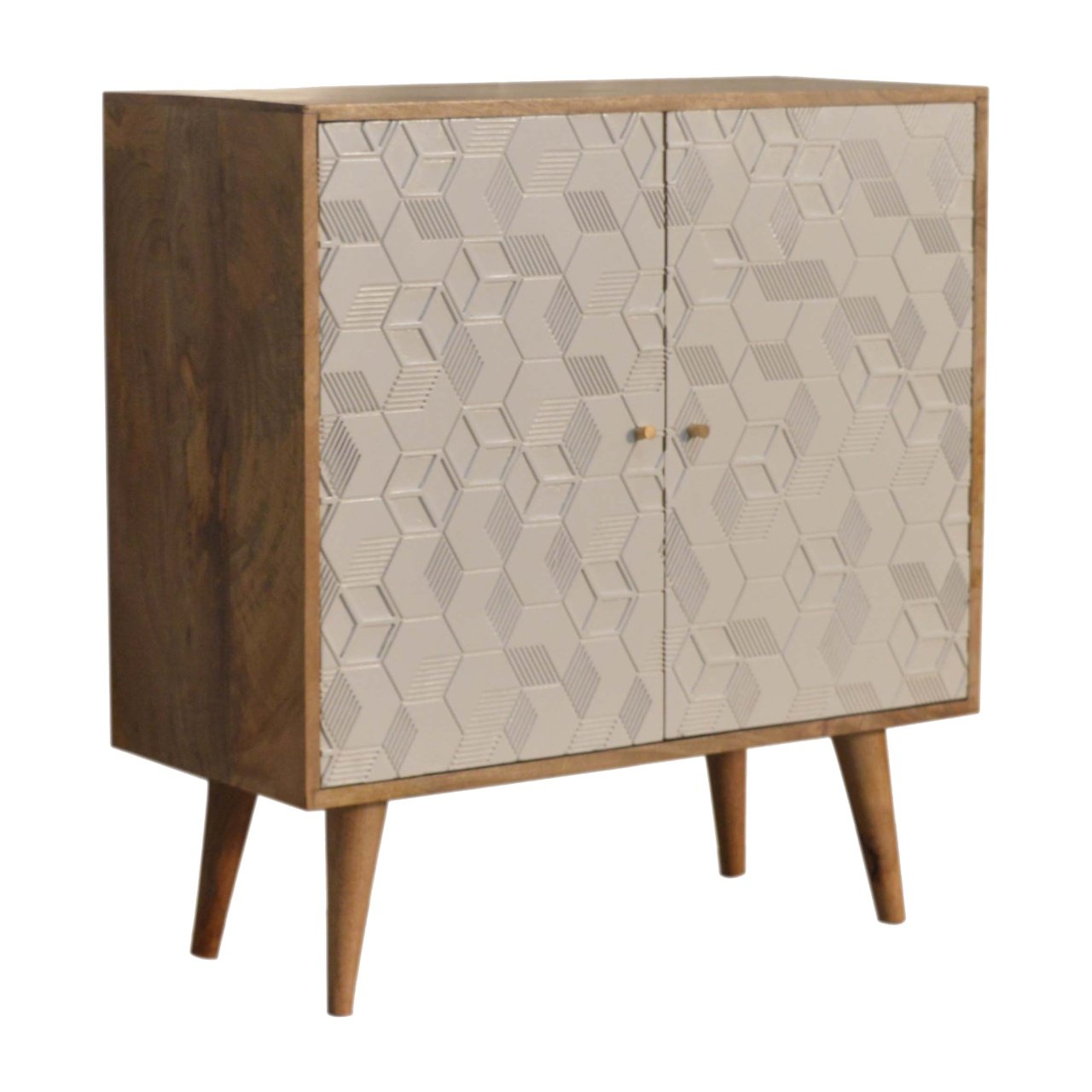 Szafka z litego drewna mango – jasna, 75 cm — model IN1526