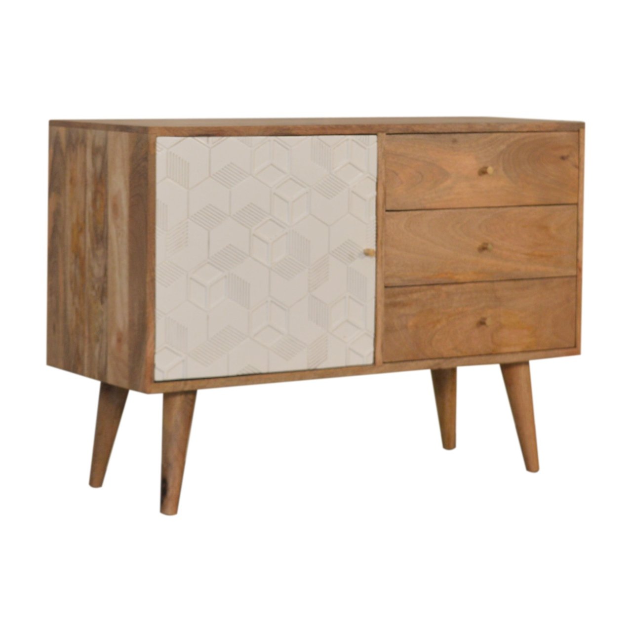 Komoda z litego drewna mango – jasna, 85 cm
