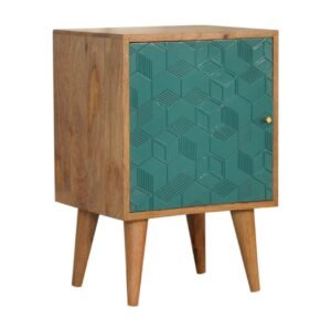 Szafka nocna z litego drewna mango – dębowa, 40 cm — model IN1534