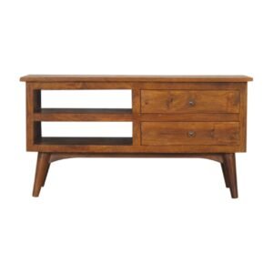 Szafka RTV z litego drewna mango – kasztanowa, 90 cm — model IN1541