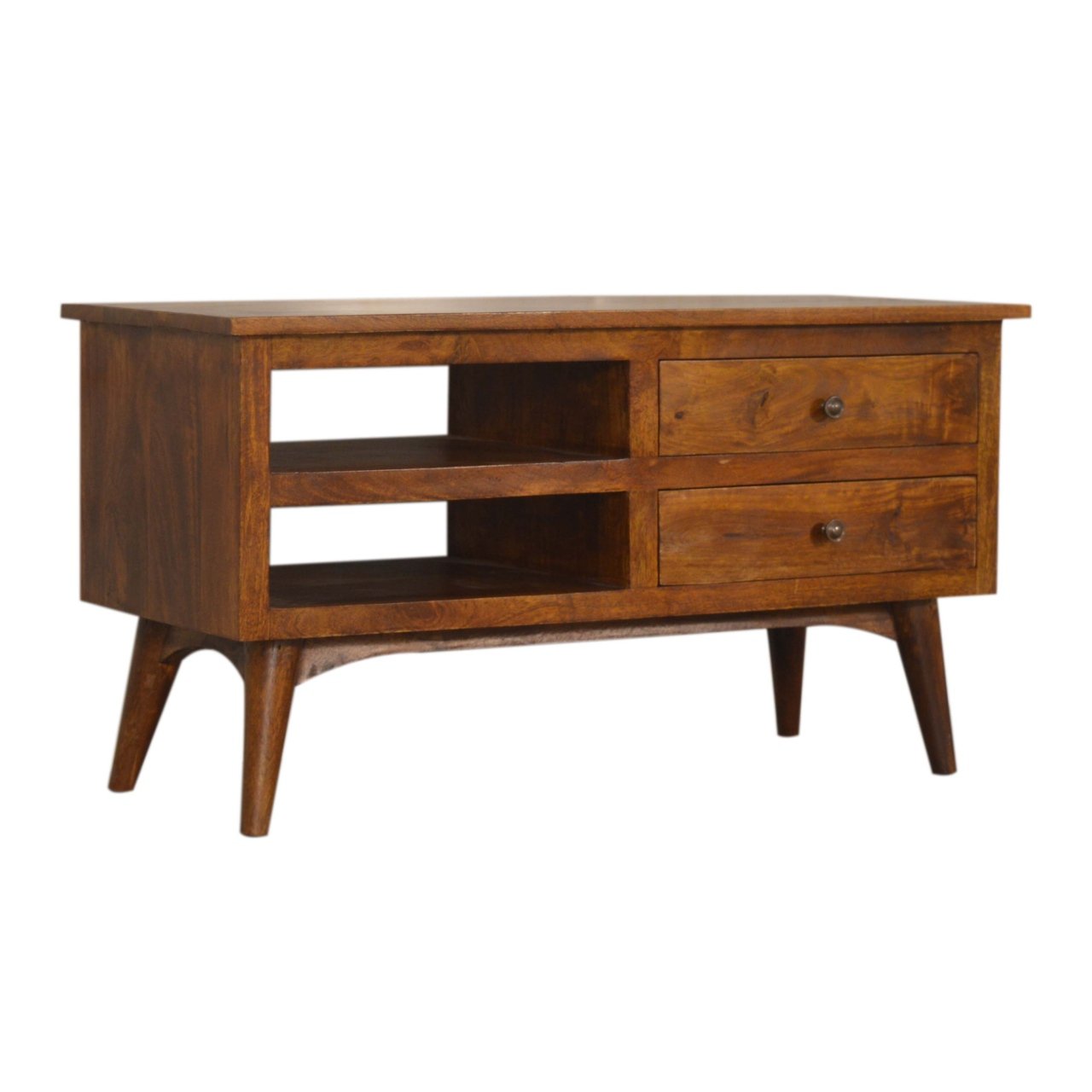 Szafka RTV z litego drewna mango – kasztanowa, 90 cm — model IN1541 - obrazek 3