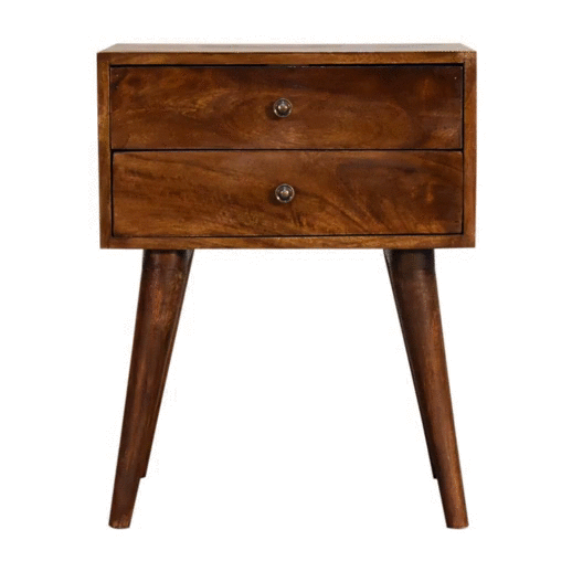 Szafka nocna z litego drewna mango – kasztanowa, 45 cm — model IN1569 - Image 10