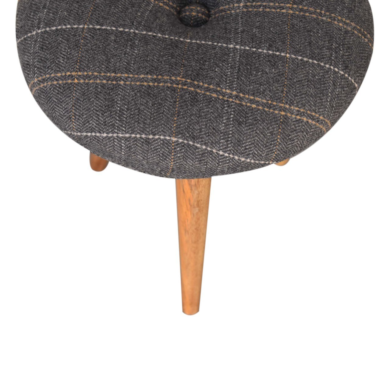 Pufa lub podnóżek Artisan IN1583 – lite drewno mango, wykończenie dębowe - obrazek 4