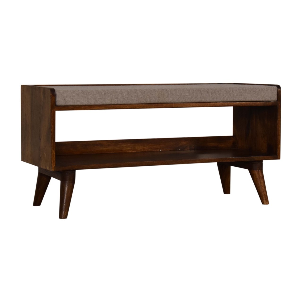 Ławka z litego drewna mango – kasztanowa, 90 cm — model IN1585 - Image 2