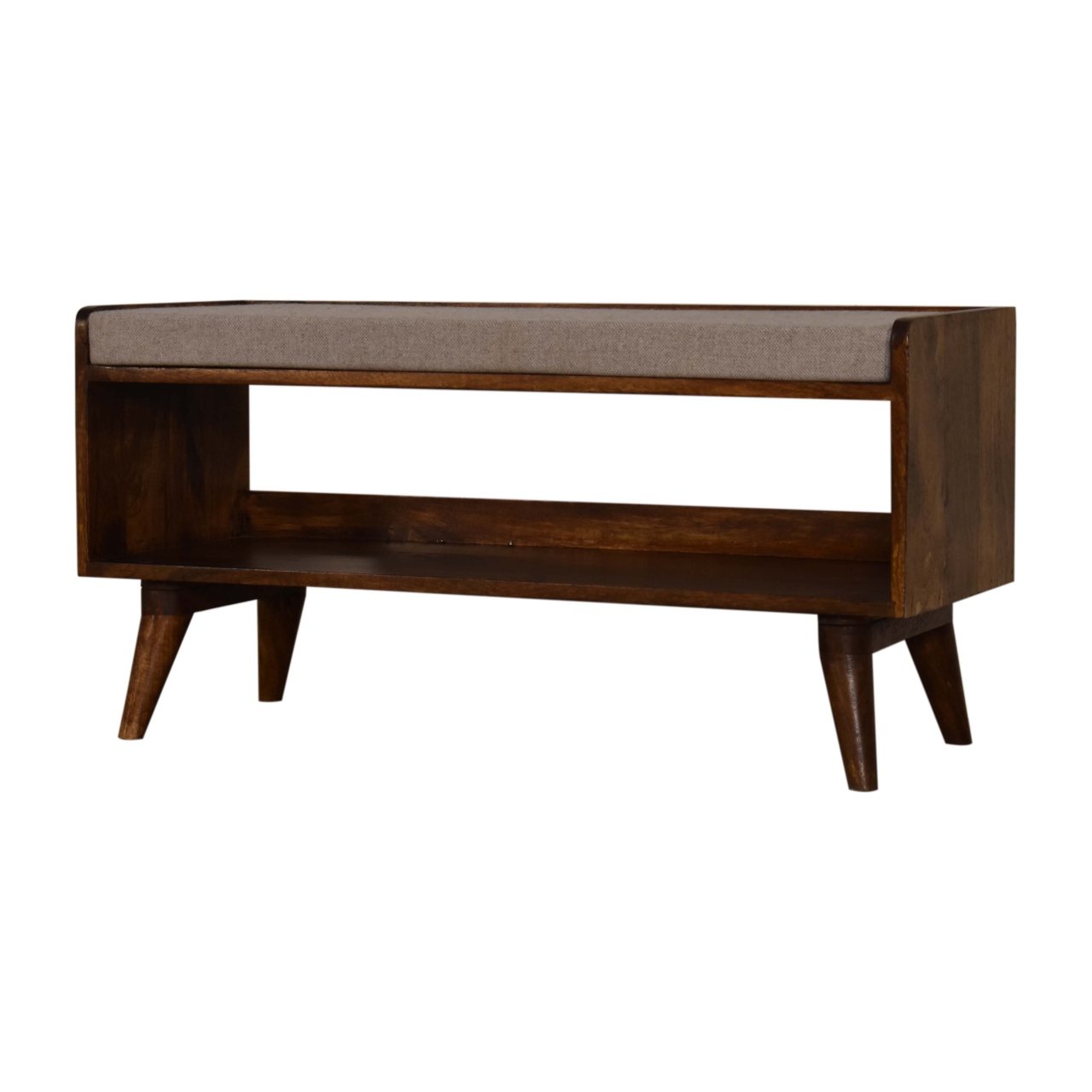 Ławka z litego drewna mango – kasztanowa, 90 cm — model IN1585 - Image 3