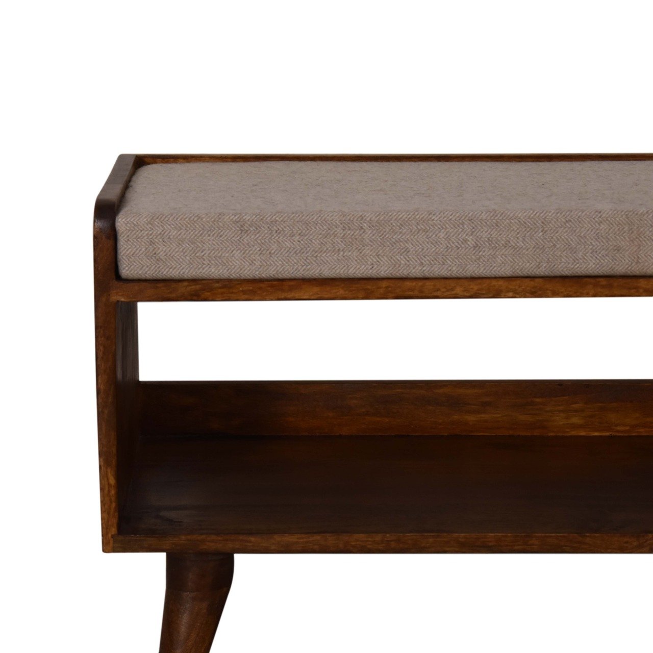 Ławka z litego drewna mango – kasztanowa, 90 cm — model IN1585 - Image 4