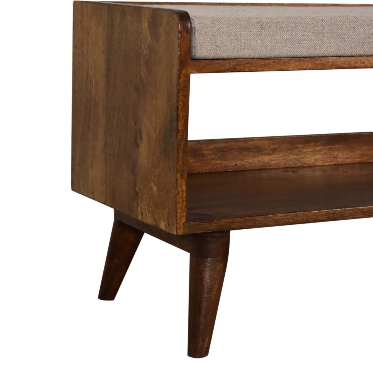 Ławka z litego drewna mango – kasztanowa, 90 cm — model IN1585 - Image 5