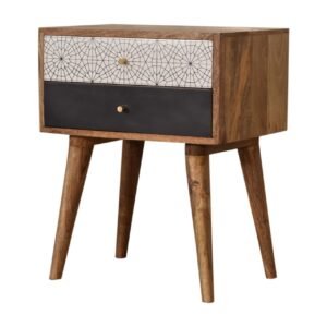 Szafka nocna z litego drewna mango – czarna, 45 cm — model IN1593