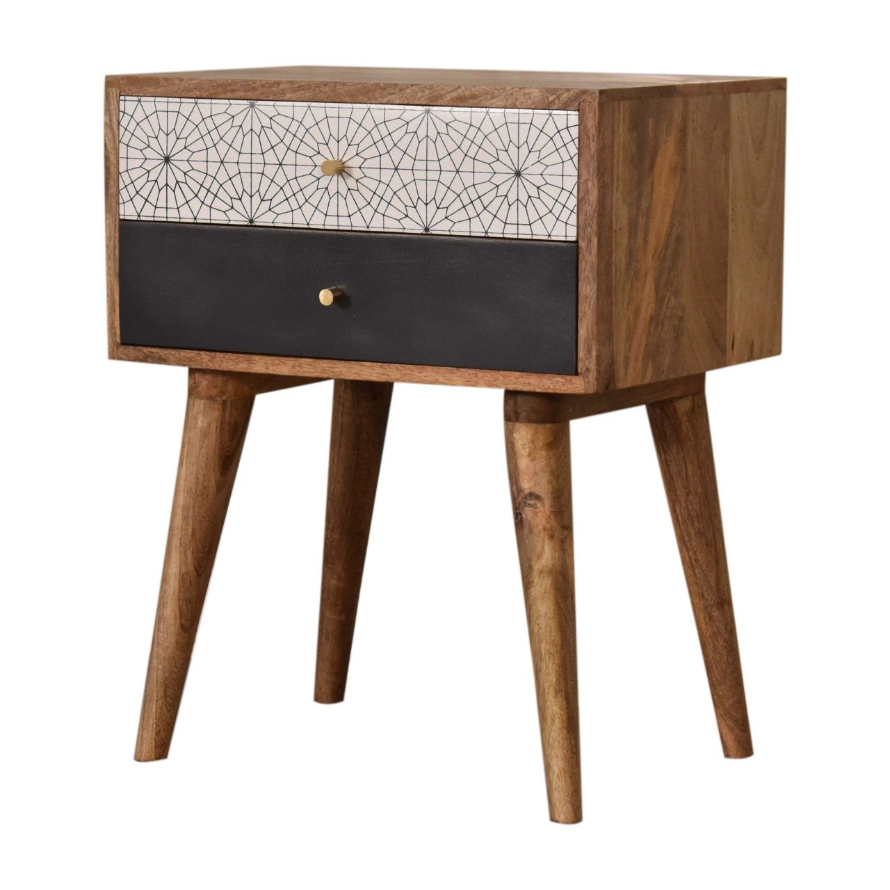 Szafka nocna z litego drewna mango – czarna, 45 cm — model IN1593