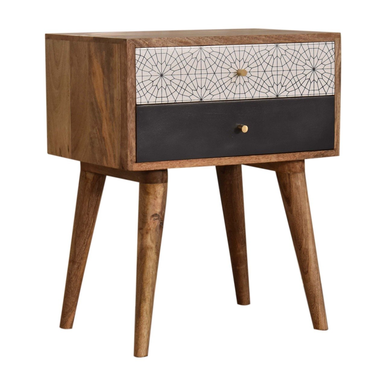 Szafka nocna z litego drewna mango – czarna, 45 cm — model IN1593 - obrazek 2