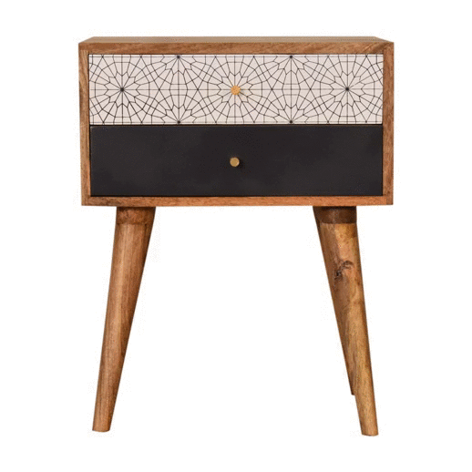 Szafka nocna z litego drewna mango – czarna, 45 cm — model IN1593 - obrazek 9