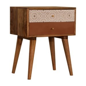 Szafka nocna z litego drewna mango – dębowa, 45 cm — model IN1594