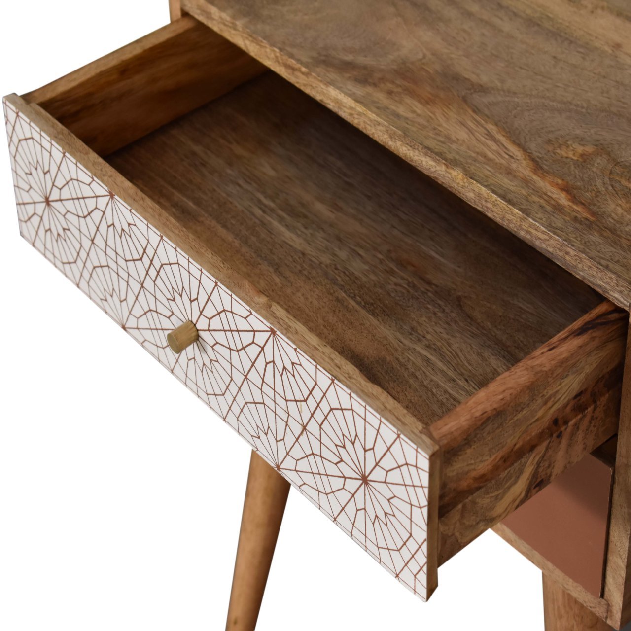Szafka nocna z litego drewna mango – dębowa, 45 cm — model IN1594 - obrazek 4