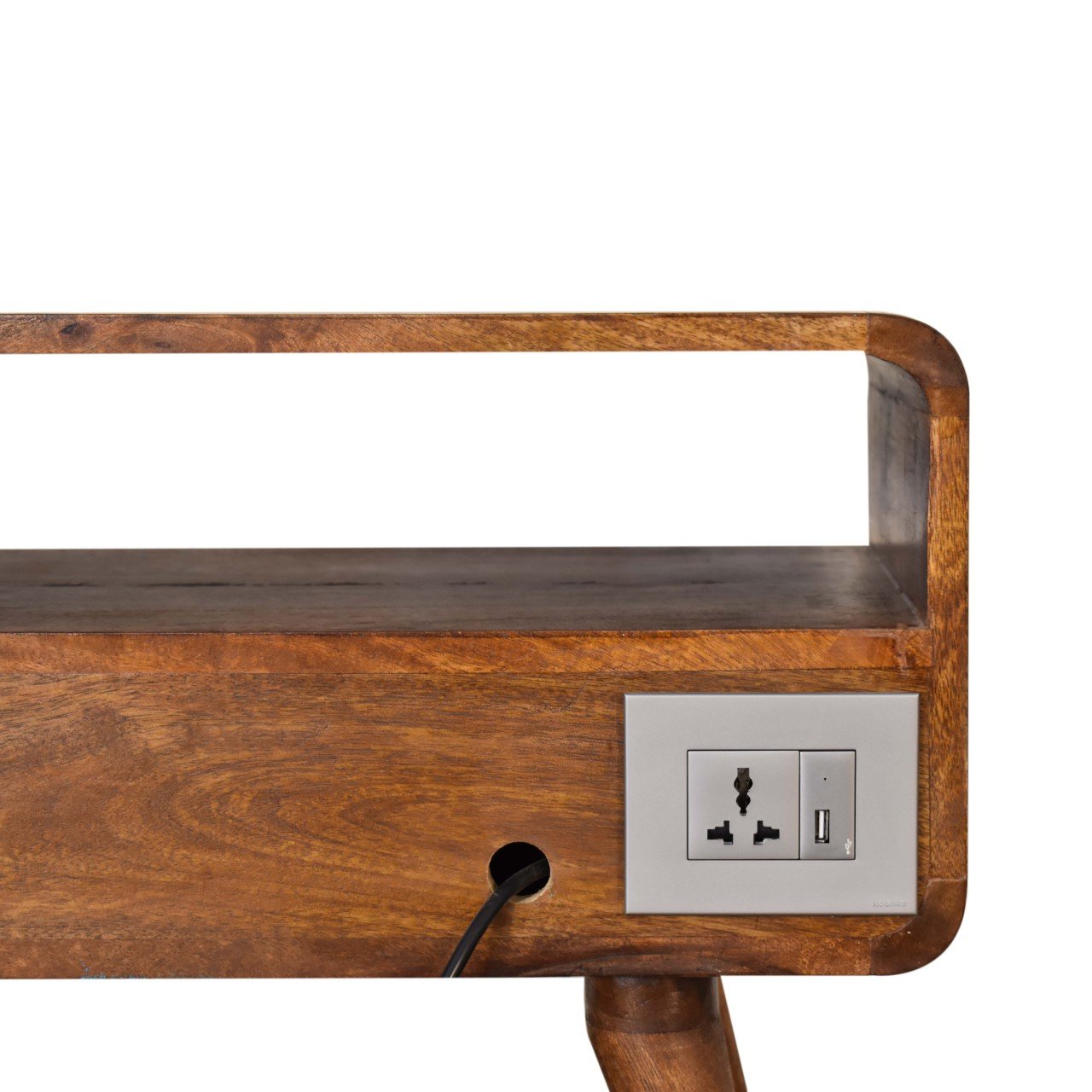 Szafka RTV z litego drewna mango – kasztanowa, 90 cm — model IN1607 - obrazek 8
