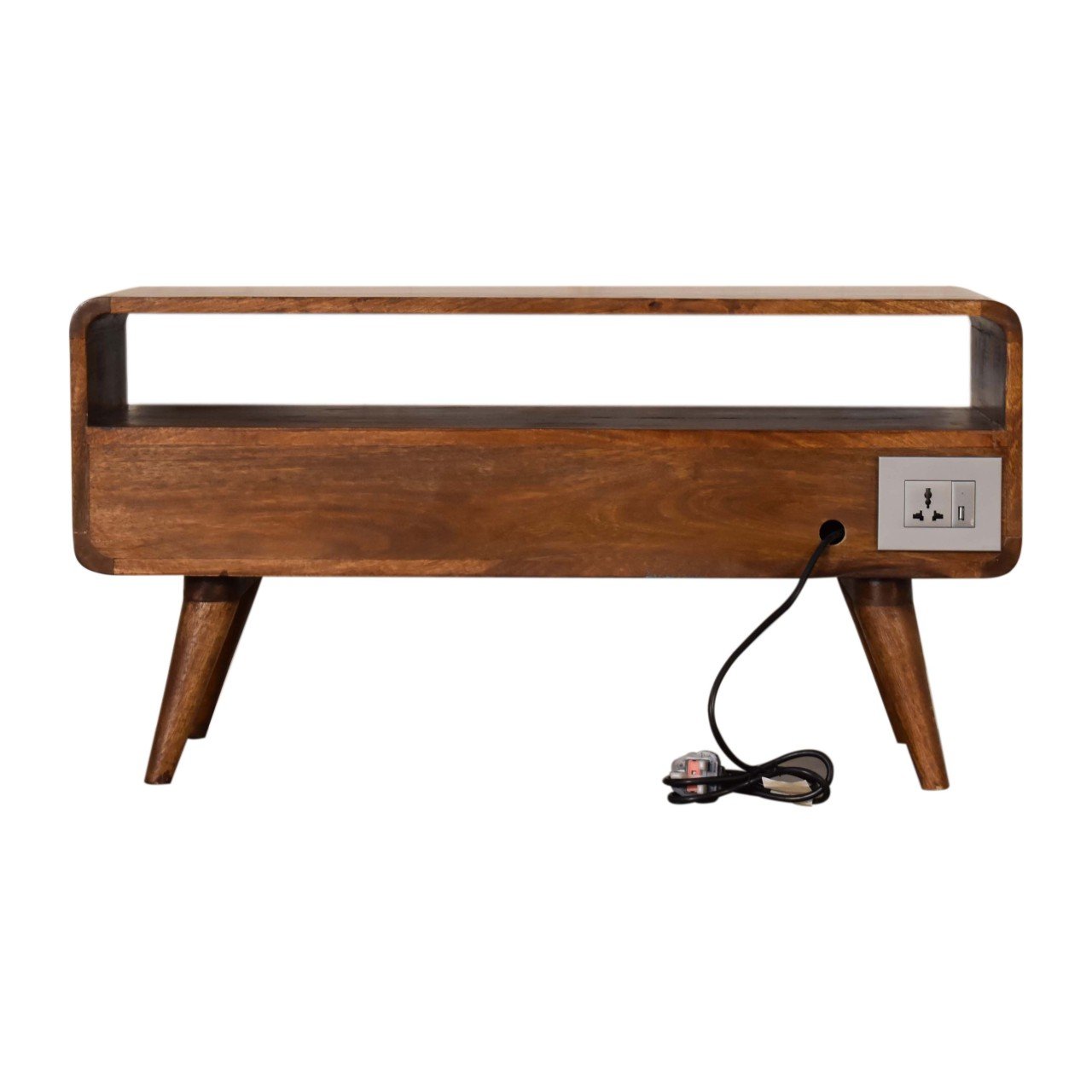 Szafka RTV z litego drewna mango – kasztanowa, 90 cm — model IN1607 - obrazek 7