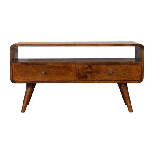 Szafka RTV z litego drewna mango – kasztanowa, 90 cm — model IN1607 - obrazek 11