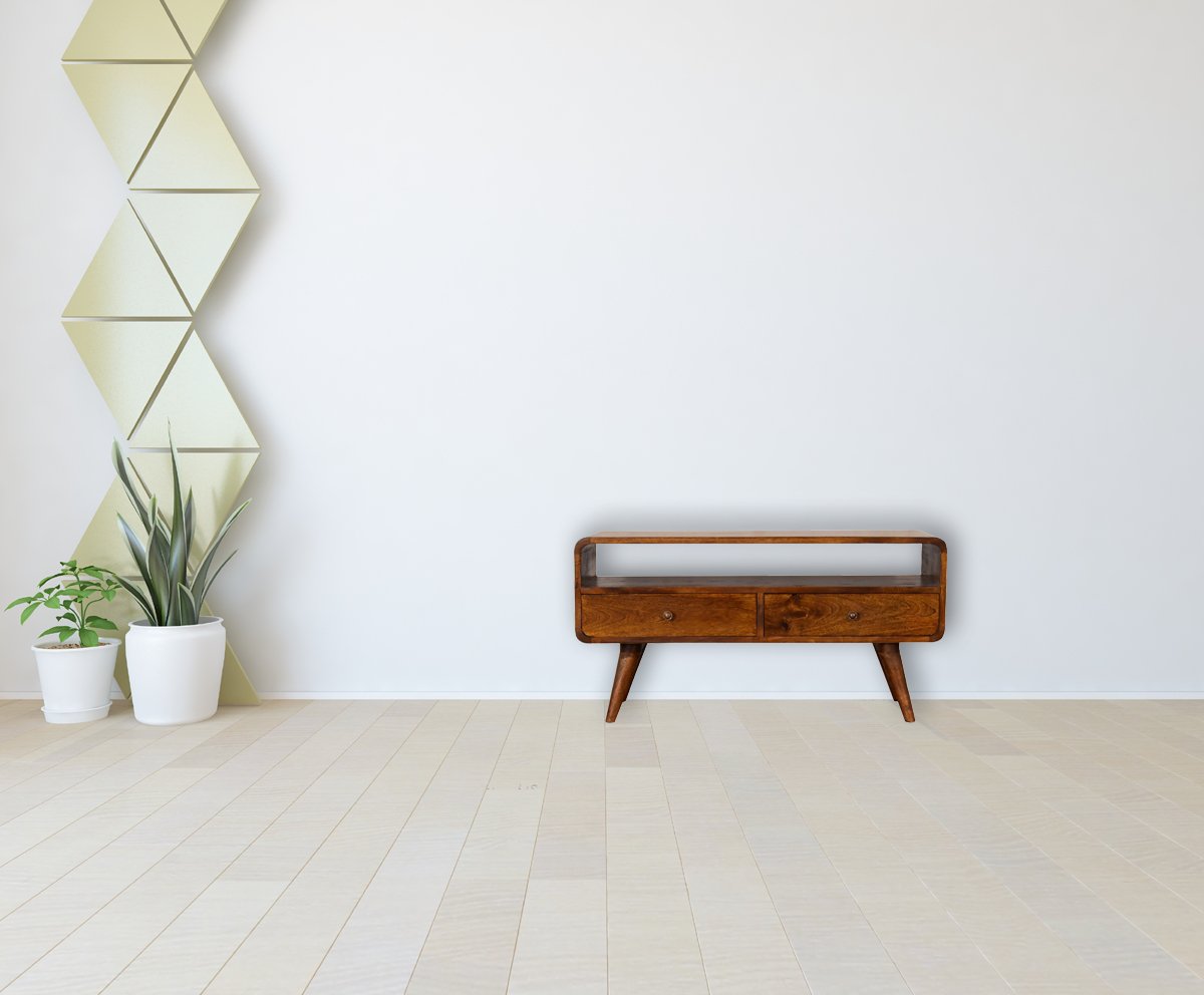 Szafka RTV z litego drewna mango – kasztanowa, 90 cm — model IN1607 - obrazek 12