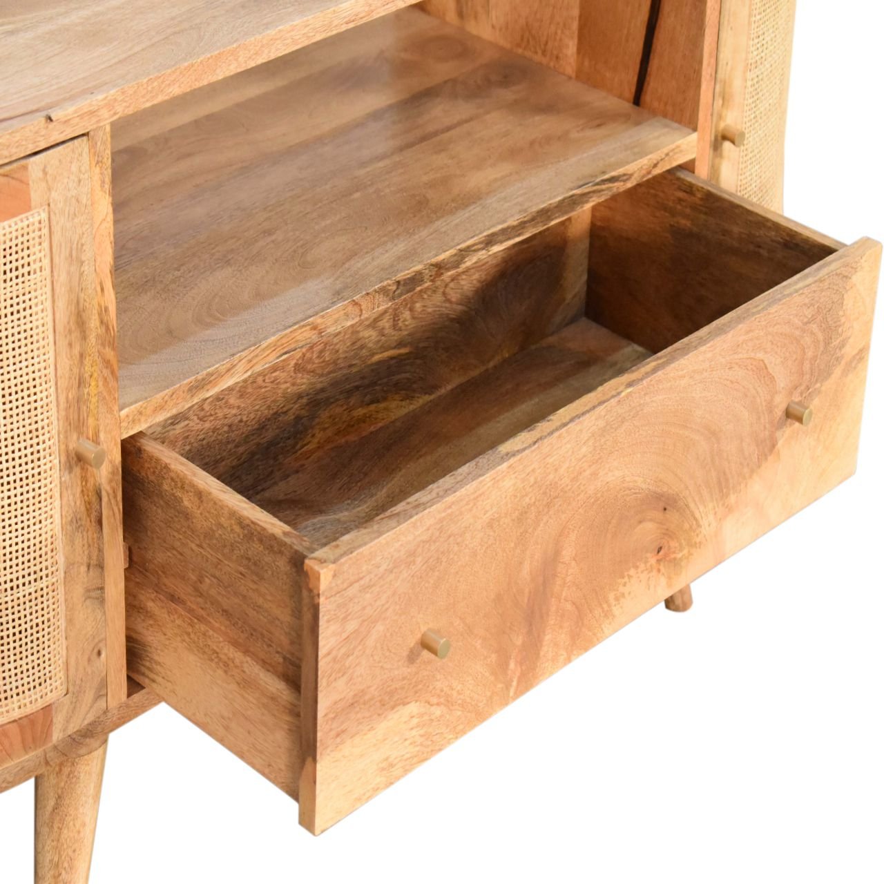 Szafka RTV z litego drewna mango – dębowa, 110 cm — model IN1616 - obrazek 5