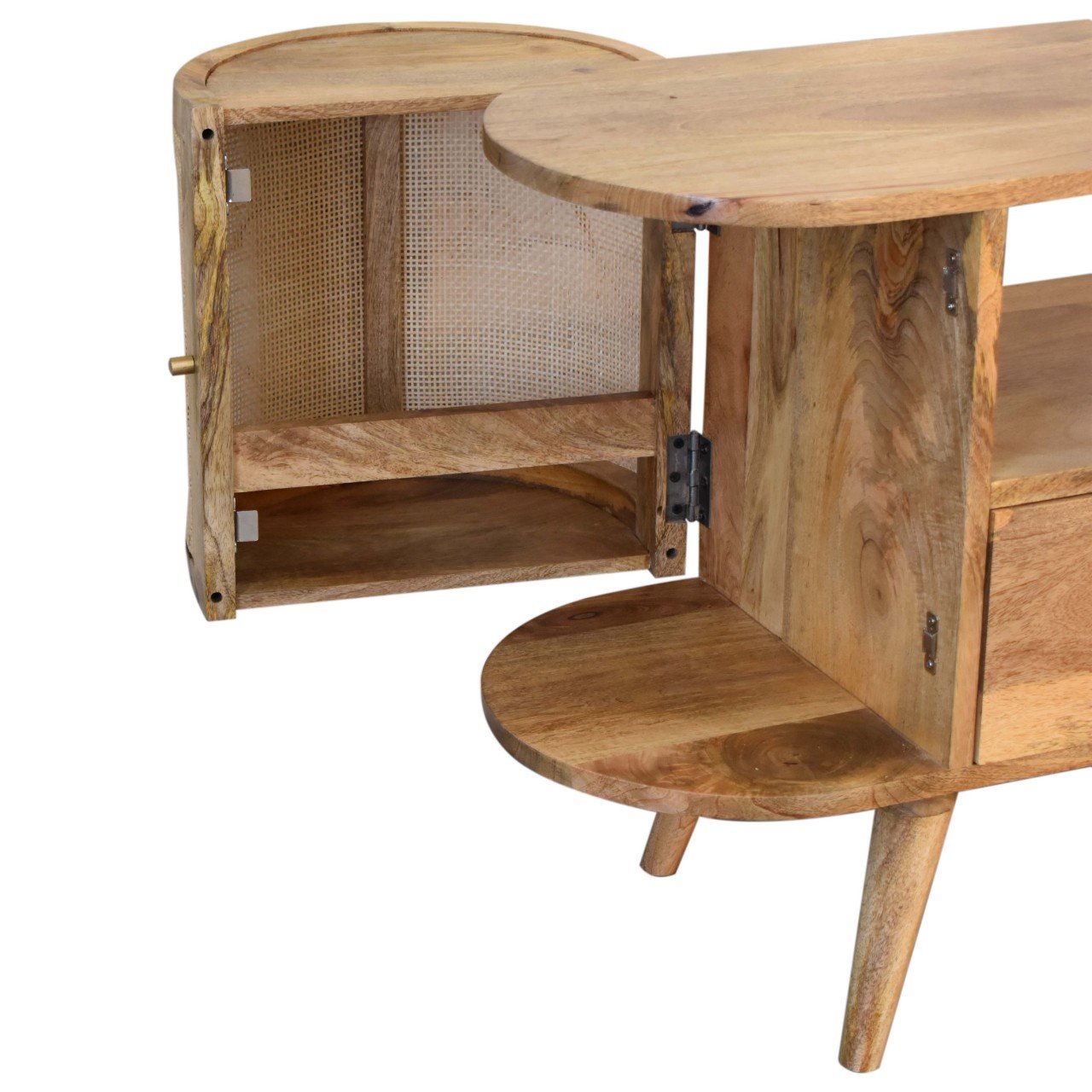 Szafka RTV z litego drewna mango – dębowa, 110 cm — model IN1616 - obrazek 7