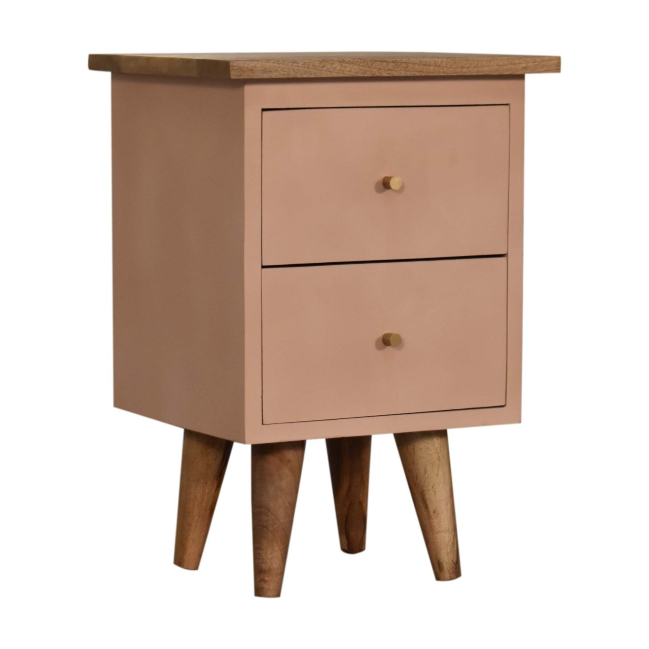 Szafka nocna z litego drewna mango – dębowa, 35 cm — model IN1634 - obrazek 2