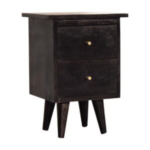 Szafka nocna z litego drewna mango – czarna, 35 cm — model IN1636