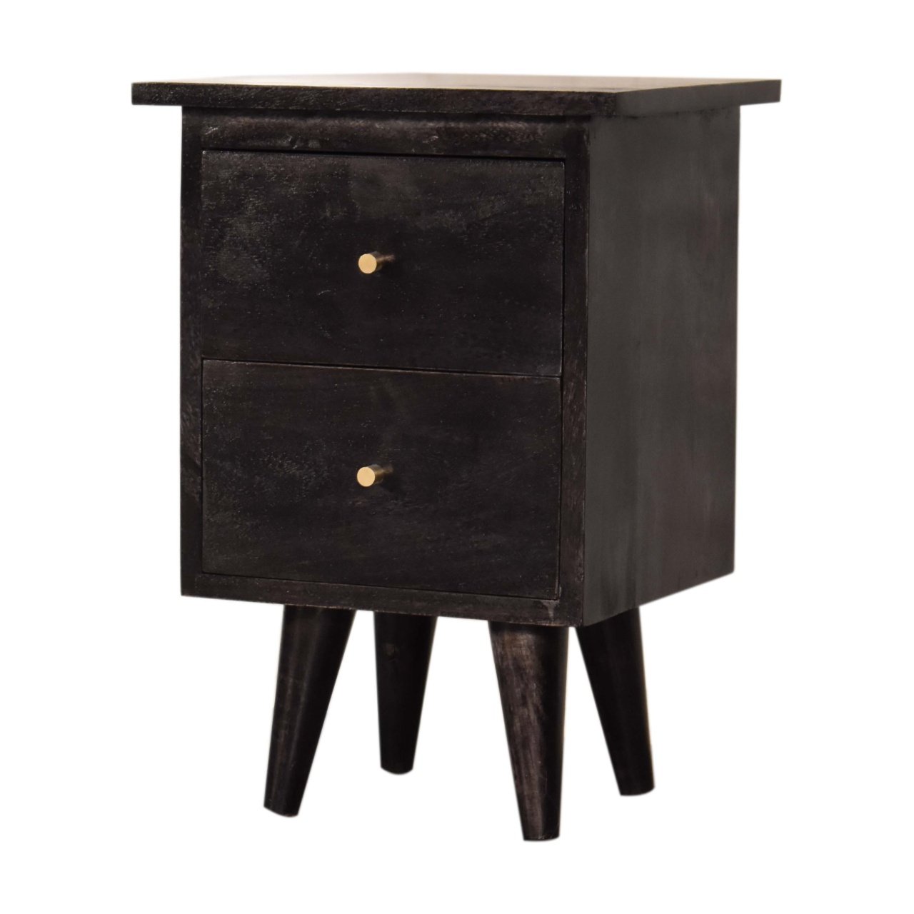 Szafka nocna z litego drewna mango – czarna, 35 cm — model IN1636 - obrazek 2