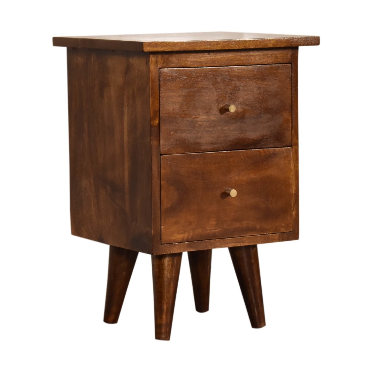 Szafka nocna z litego drewna mango – kasztanowa, 35 cm — model IN1639